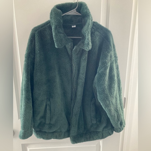 Old Navy Jackets & Coats Oversized Green Sherpa Jacket Poshmark